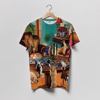 Dog And Cat Women T-Shirt | Custom Shirt | Printed Graphic Tees